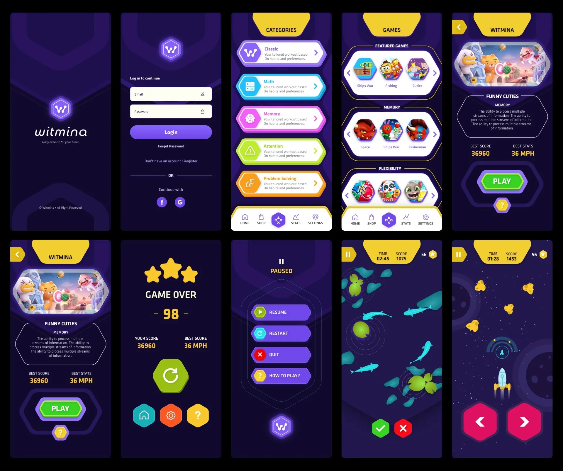 Witmina — hi-fidelity wireframes
